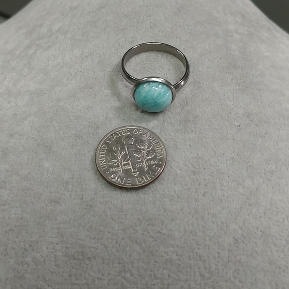 Amazonite Ring Natural Gemstone Adjustable Stainless-Steel Ring Crystal - Picture 10 of 15